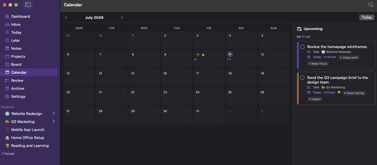 LaterLoom calendar view