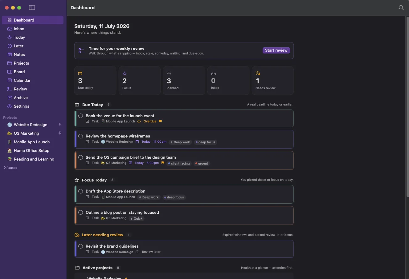 The LaterLoom dashboard in dark mode